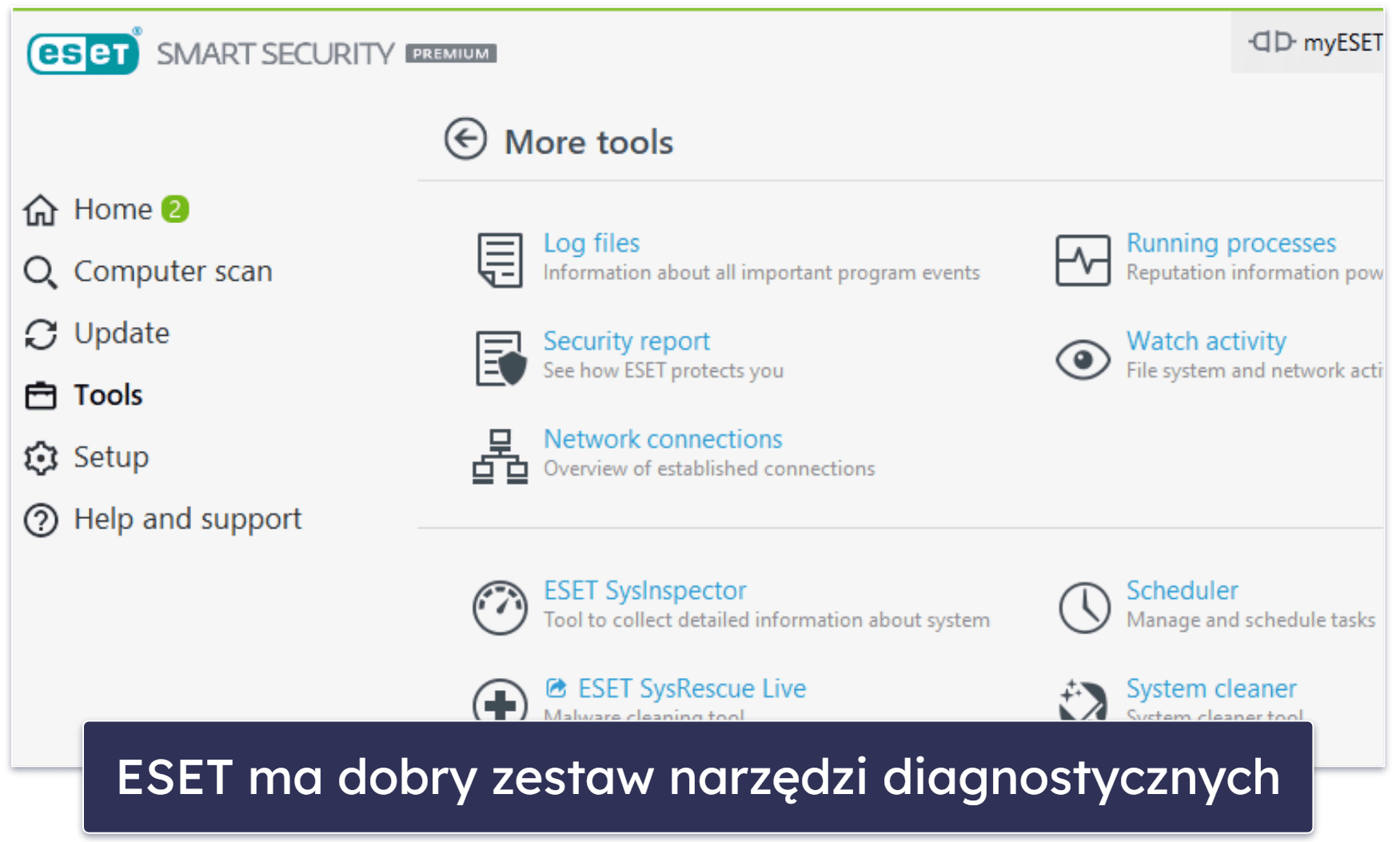 10. ESET Smart Security Premium — dobry skaner złośliwego oprogramowania i zaawansowana diagnostyka