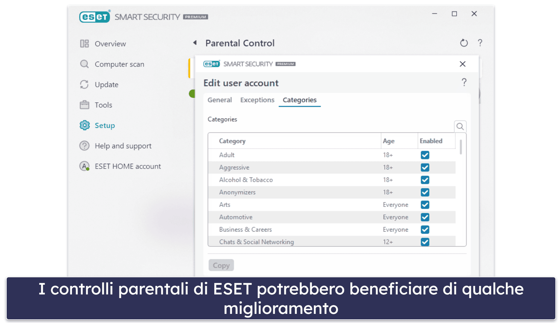 10. ESET Smart Security Premium — Buona scansione dei malware e diagnostica avanzata