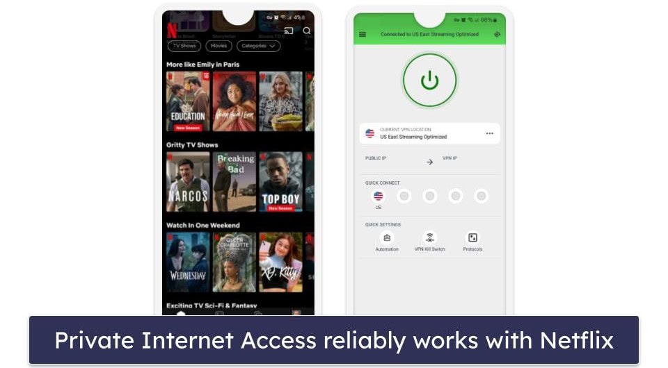 🥈2. Private Internet Access — Great VPN for Streaming Netflix on Mobile