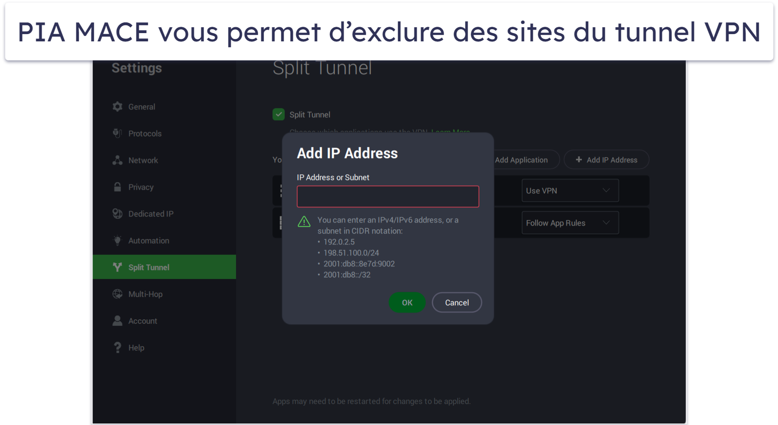 🥈2. Private Internet Access — Excellente fonctionnalité de Split-Tunneling pour des parties de poker plus rapides