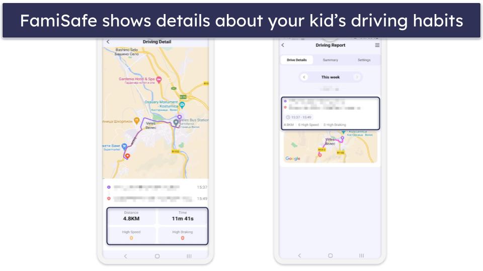 4. FamiSafe — Excellent for Tracking Your Kids’ Driving Habits