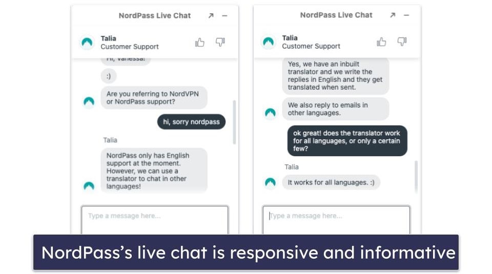 Customer Support — NordPass Has Live Chat Support Option