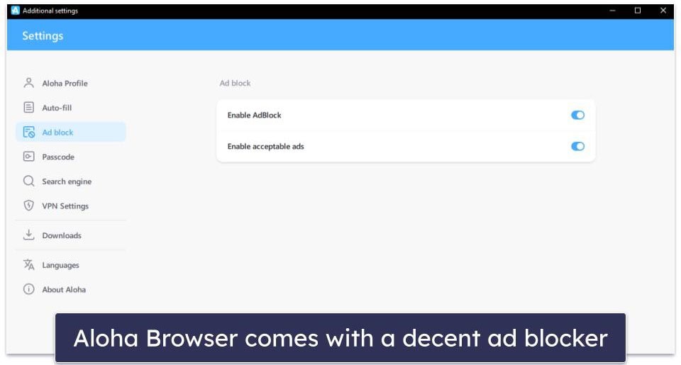 🥈2. Aloha Browser — Minimalistic Browser with a VPN (Great for Beginners)