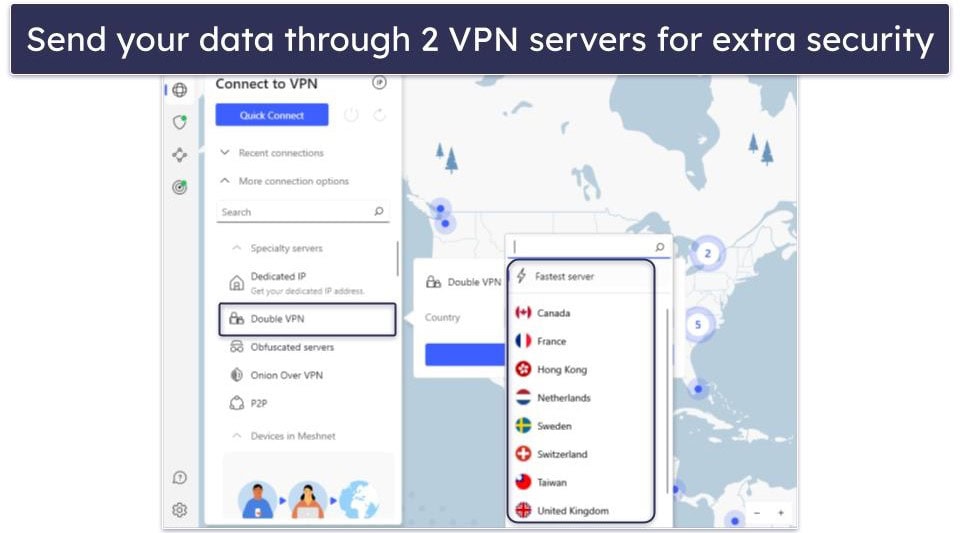 4. NordVPN — Interactive Server Map and Great Extra Features