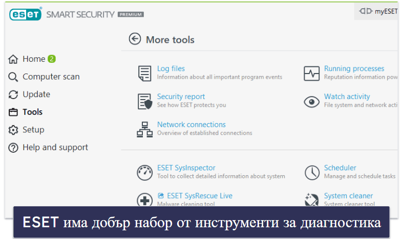 10. ESET HOME Security — Добро сканиране за малуер и разширена диагностика