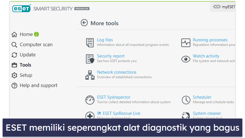 10. ESET HOME Security — Pemindaian Malware yang Baik &amp; Diagnostik Lanjutan