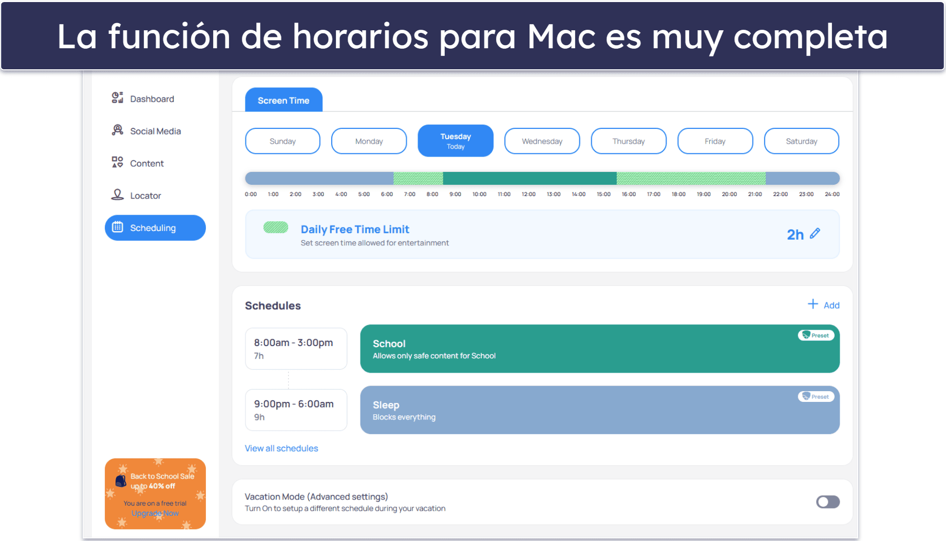 🥉3. Mobicip: Crea horarios detallados para que tus hijos usen el Mac