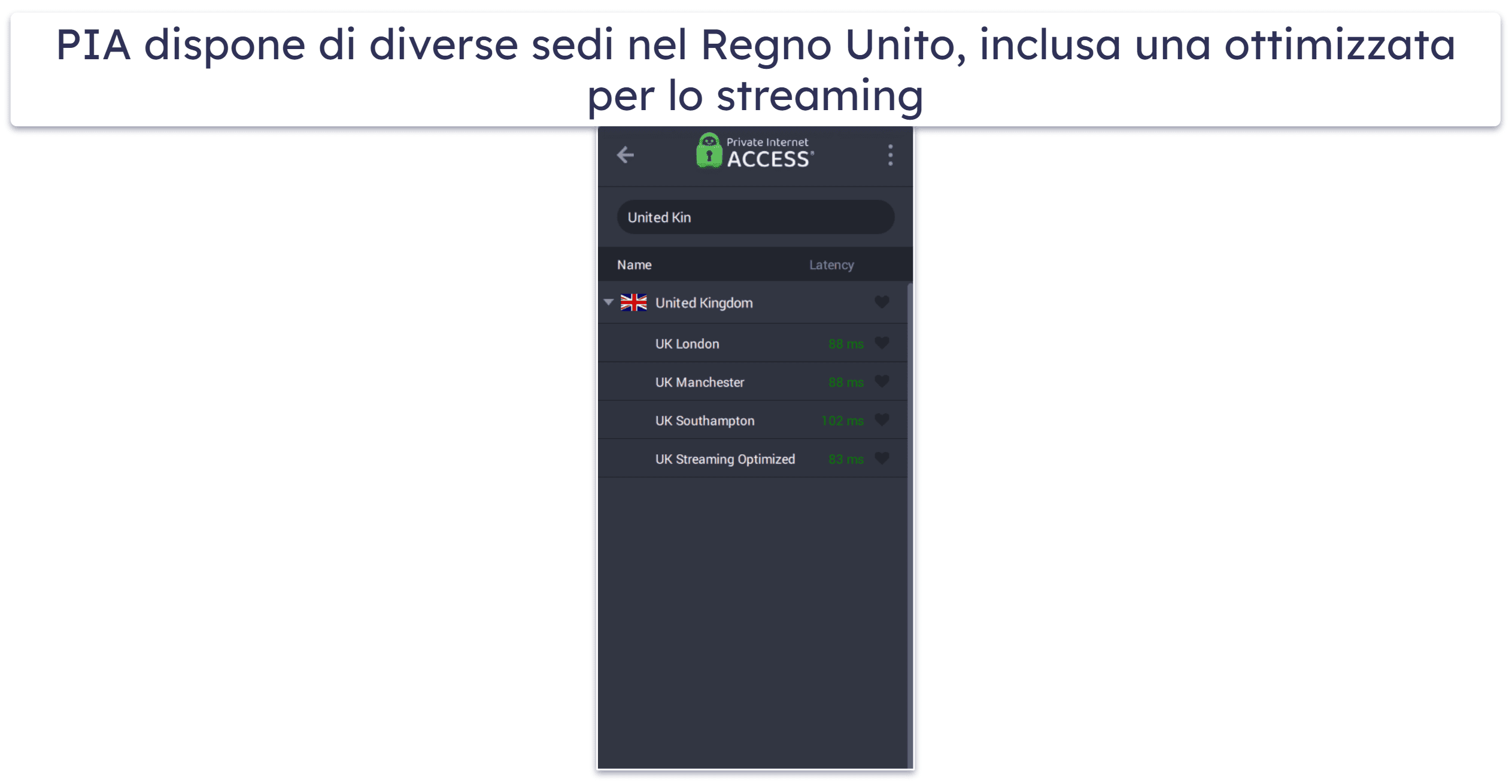 🥈 2. Private Internet Access — Velocità di streaming rapide e app intuitive