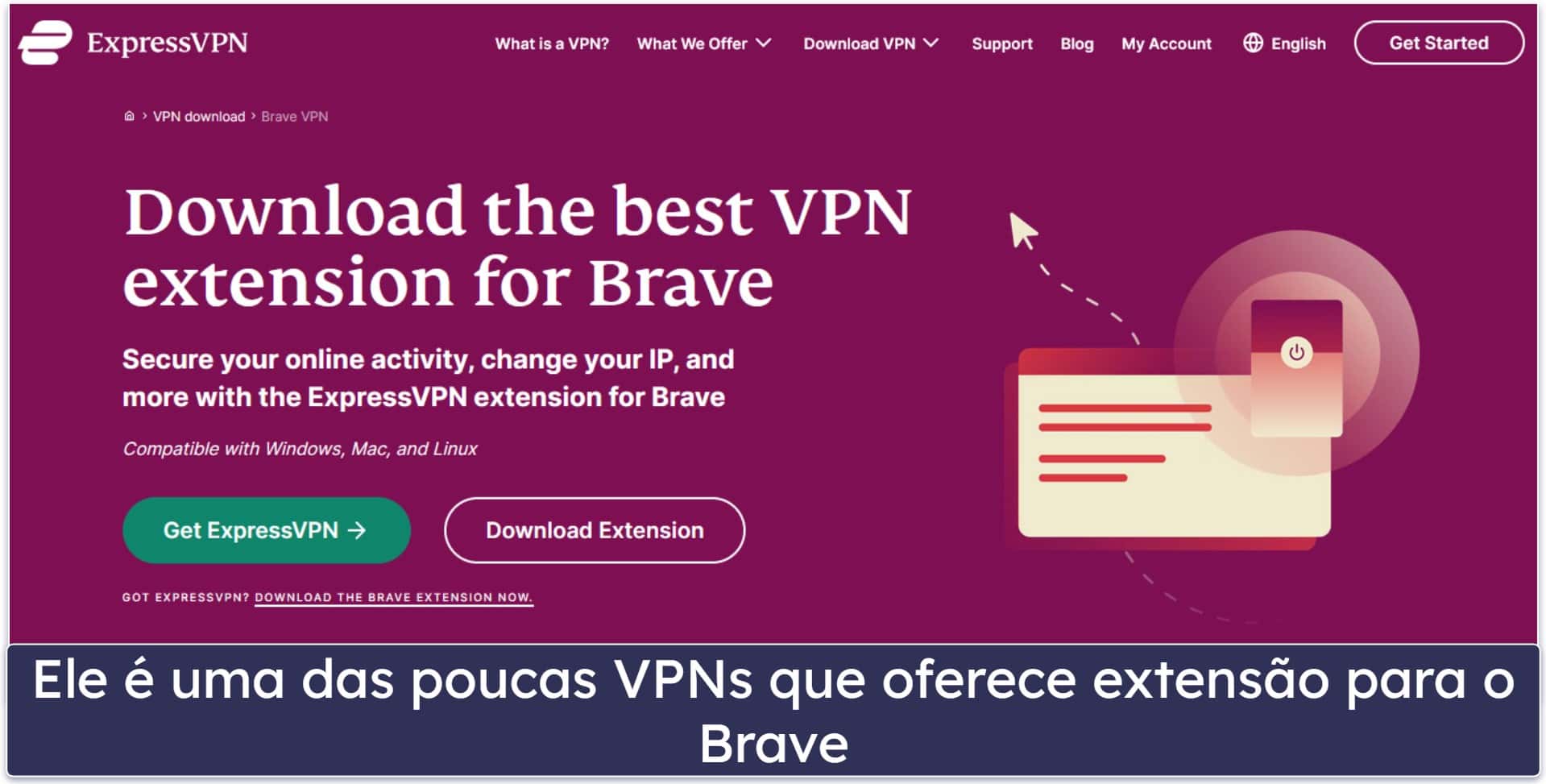 🥇1. ExpressVPN — Melhor VPN para Brave