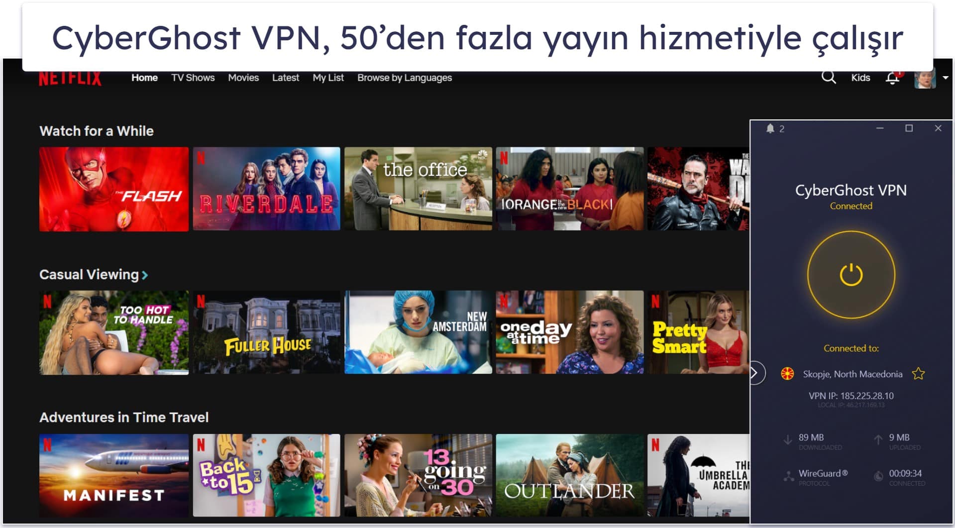 🥉3. CyberGhost VPN —  Yayınları İzlemek İçin Son Derece İyi Bir Brave VPN Uygulaması