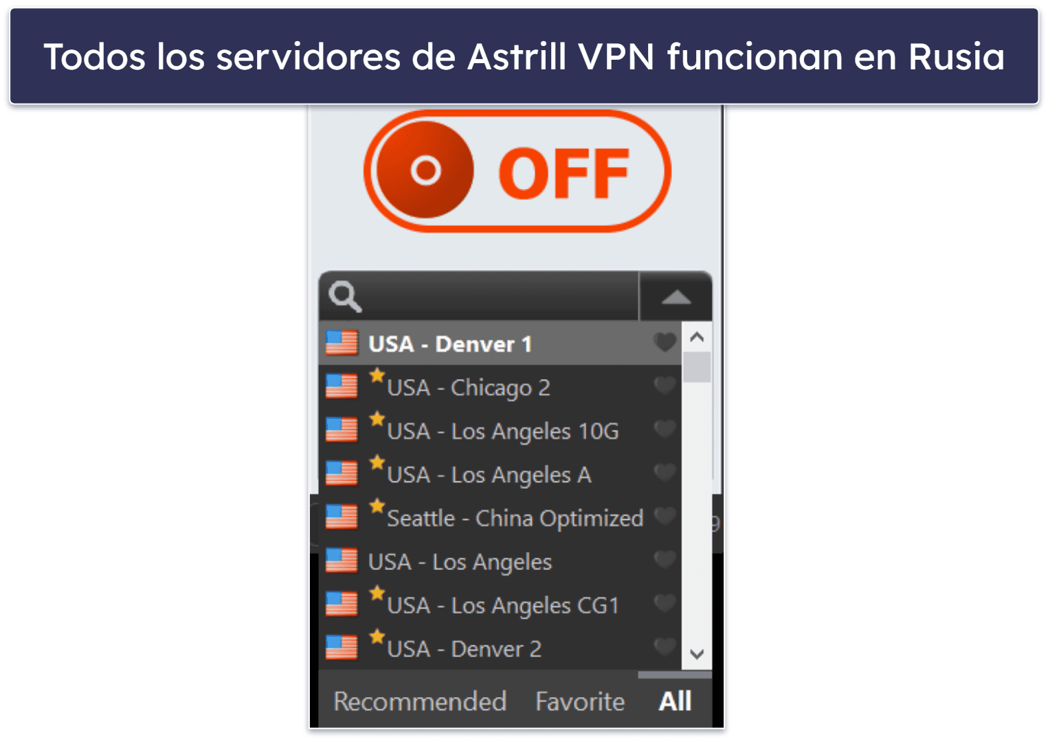 🥈2. Astrill VPN: Es una VPN segura que ofrece una buena velocidad en Rusia