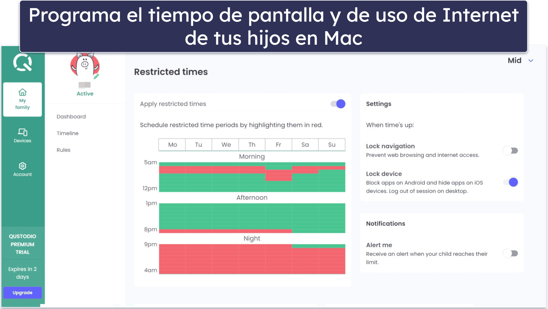 🥇1. Qustodio: La mejor app de control parental para Mac en líneas generales