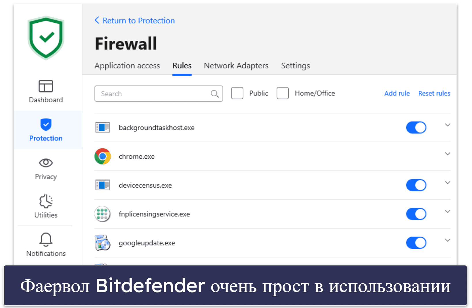 Функции безопасности Bitdefender