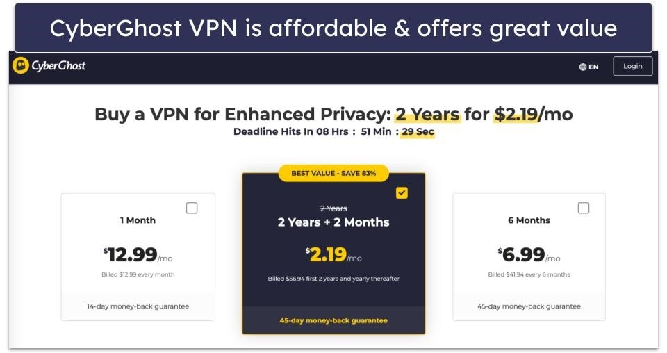 Plans &amp; Pricing — CyberGhost VPN Is More Affordable