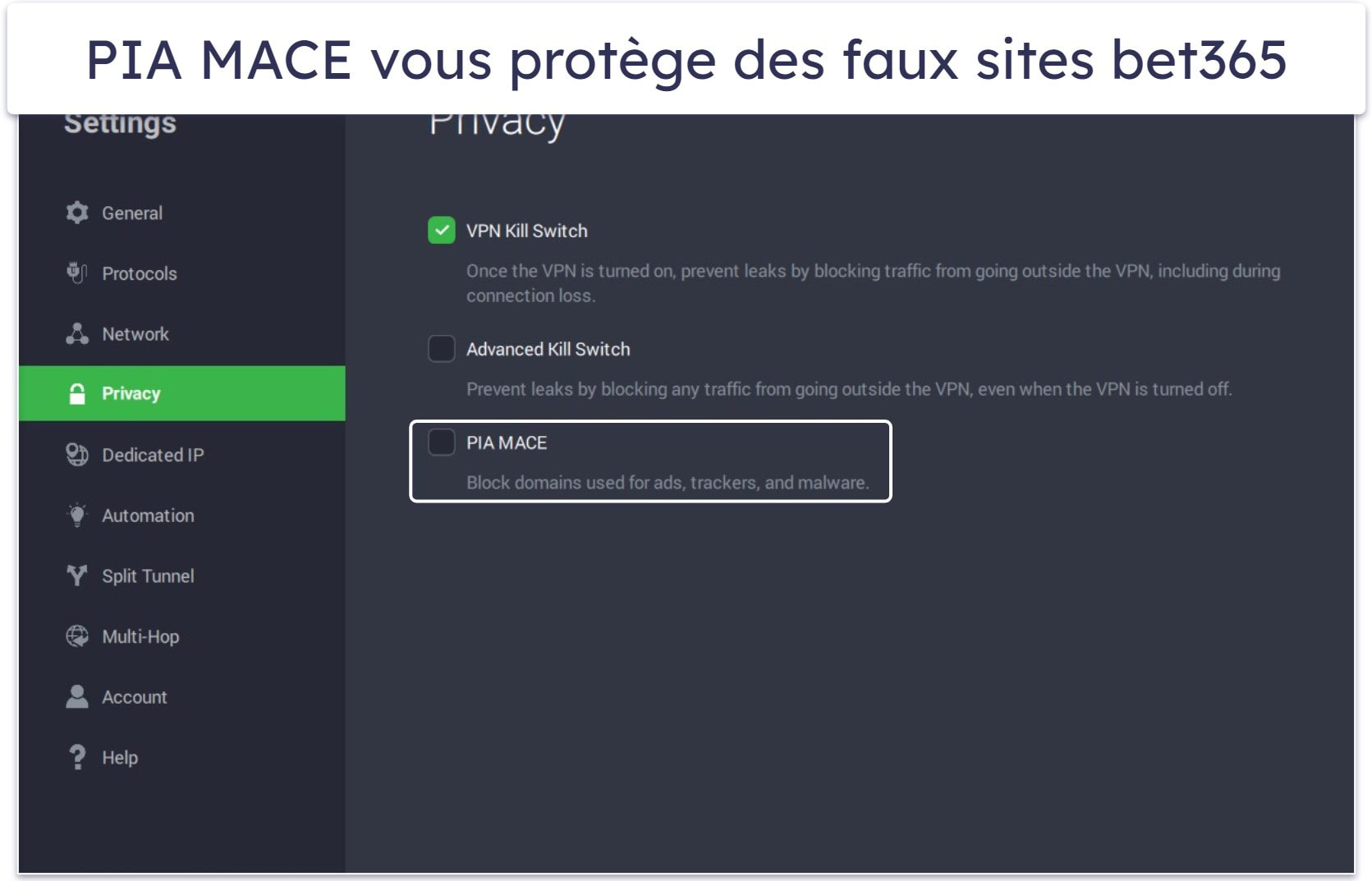 🥈2. Private Internet Access : Un excellent VPN pour utiliser bet365 aux États-Unis (avec des serveurs dans chaque État)