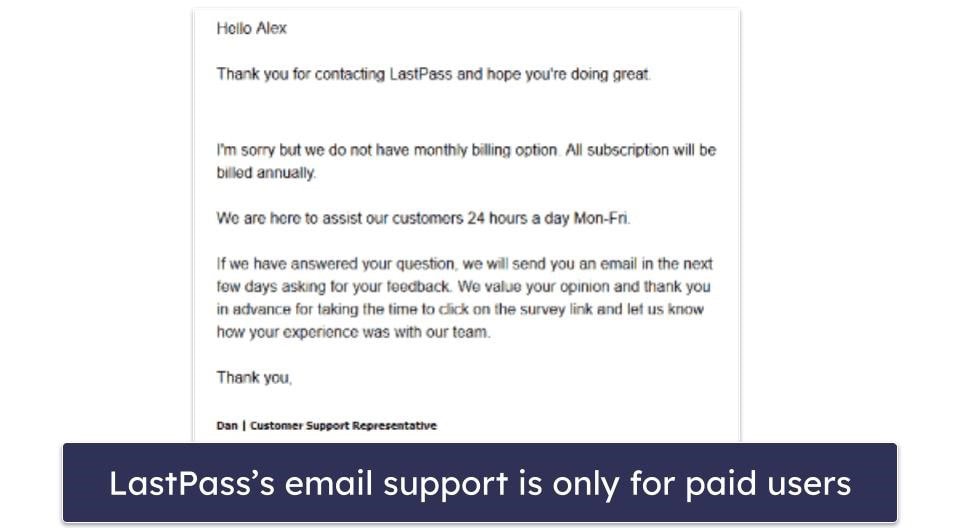 Customer Support — LastPass Has Better Support Options