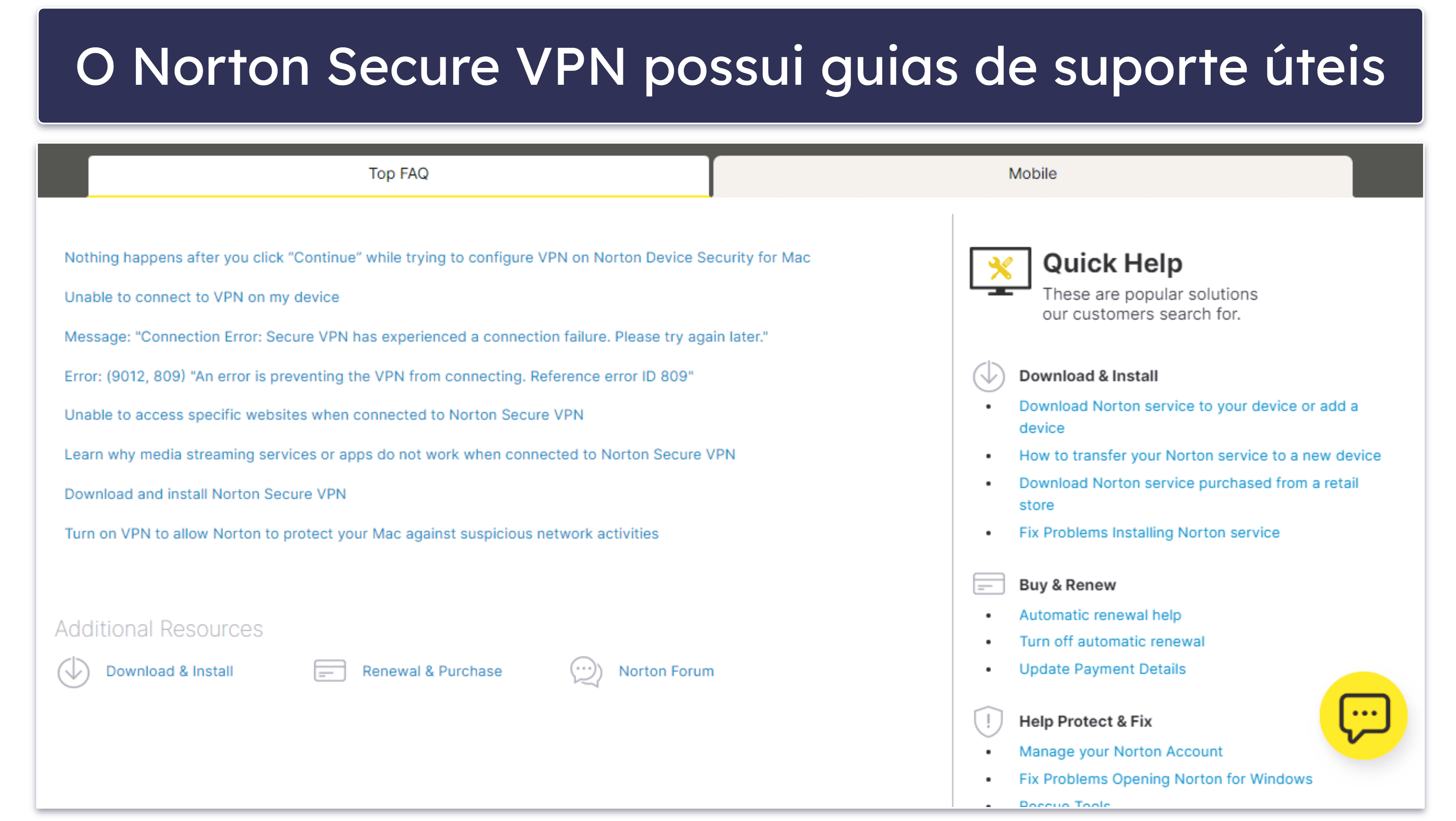 Suporte ao cliente do Norton Secure VPN