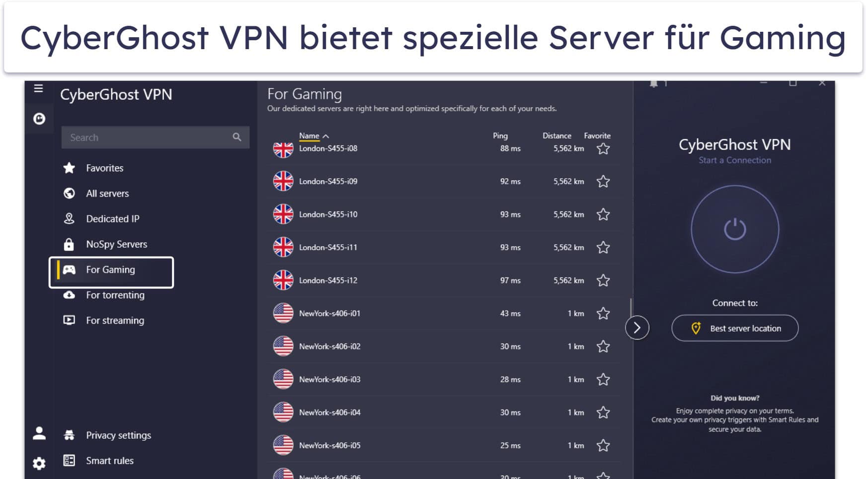 🥈2. CyberGhost VPN — Großartiges VPN für Gaming und Streaming auf der PlayStation (mit einer kostenlosen Testversion)