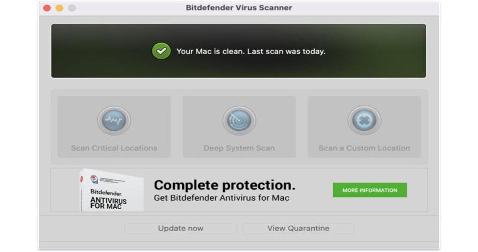 Bonus. Bitdefender Virus Scanner for Mac — Best Lightweight Scanner for Mac Users