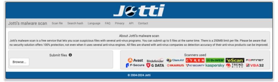 5. Jotti’s Malware Scan — Simple &amp; 100% Free Online Scanner That’s Really Easy to Use