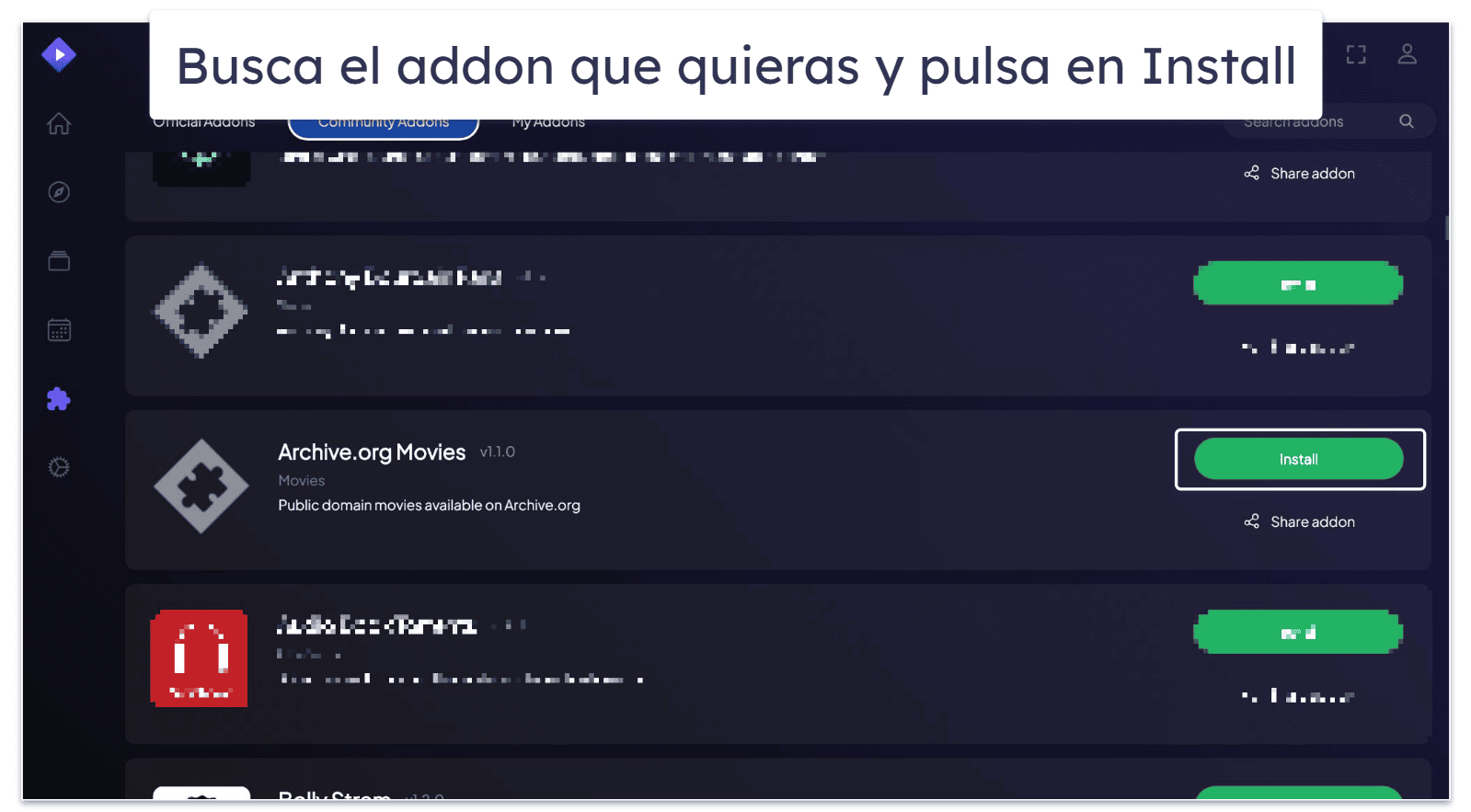 Cómo instalar addons en Stremio