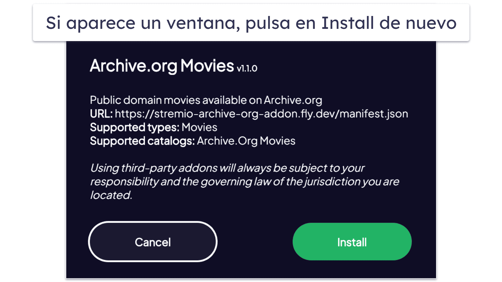 Cómo instalar addons en Stremio