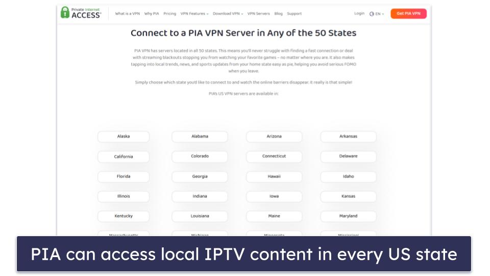 🥈2. Private Internet Access — Excellent for Watching IPTV in the US