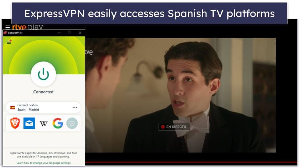 🥇1. ExpressVPN — Best Overall VPN for Spanish TV