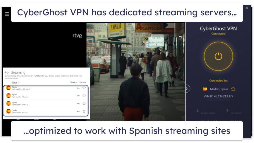 🥉3. CyberGhost VPN — Dedicated Servers for Streaming Spanish TV