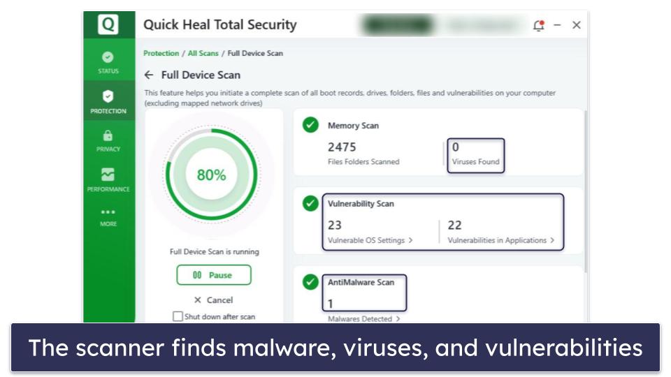 Quick Heal Security Features — Excellent Malware Scanner &amp; Real-Time Protection