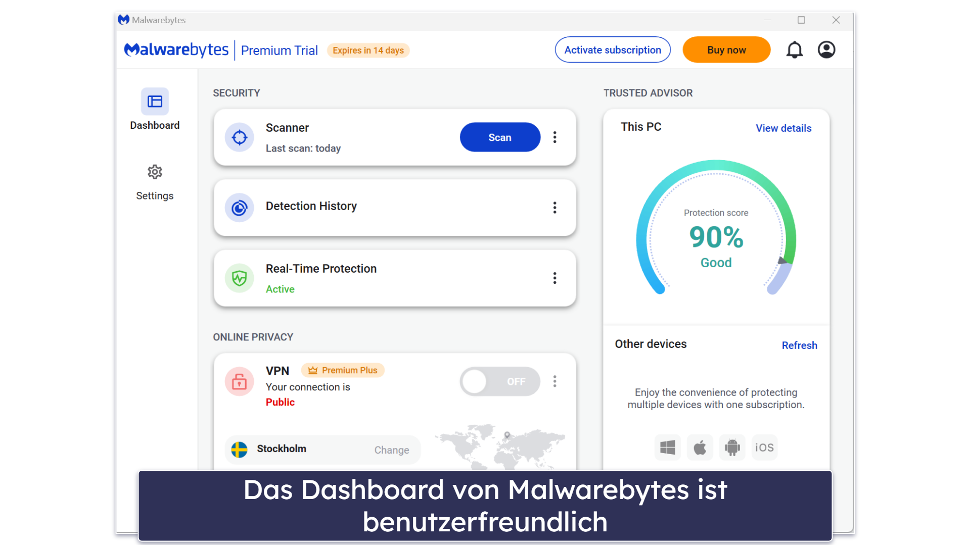 6. Malwarebytes – am besten für grundlegenden Cybersicherheitsschutz