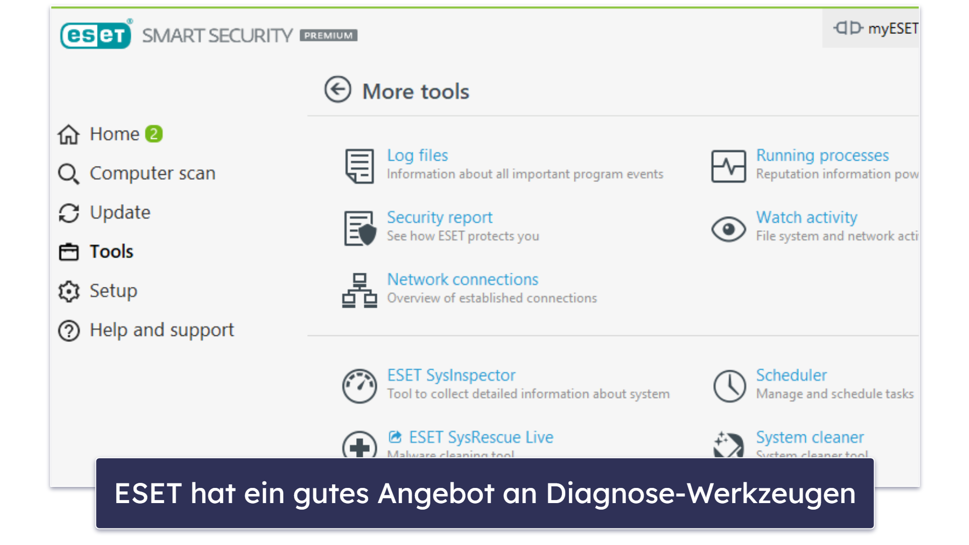 10. ESET HOME Security – guter Malware-Scanner &amp; erweiterte Diagnose