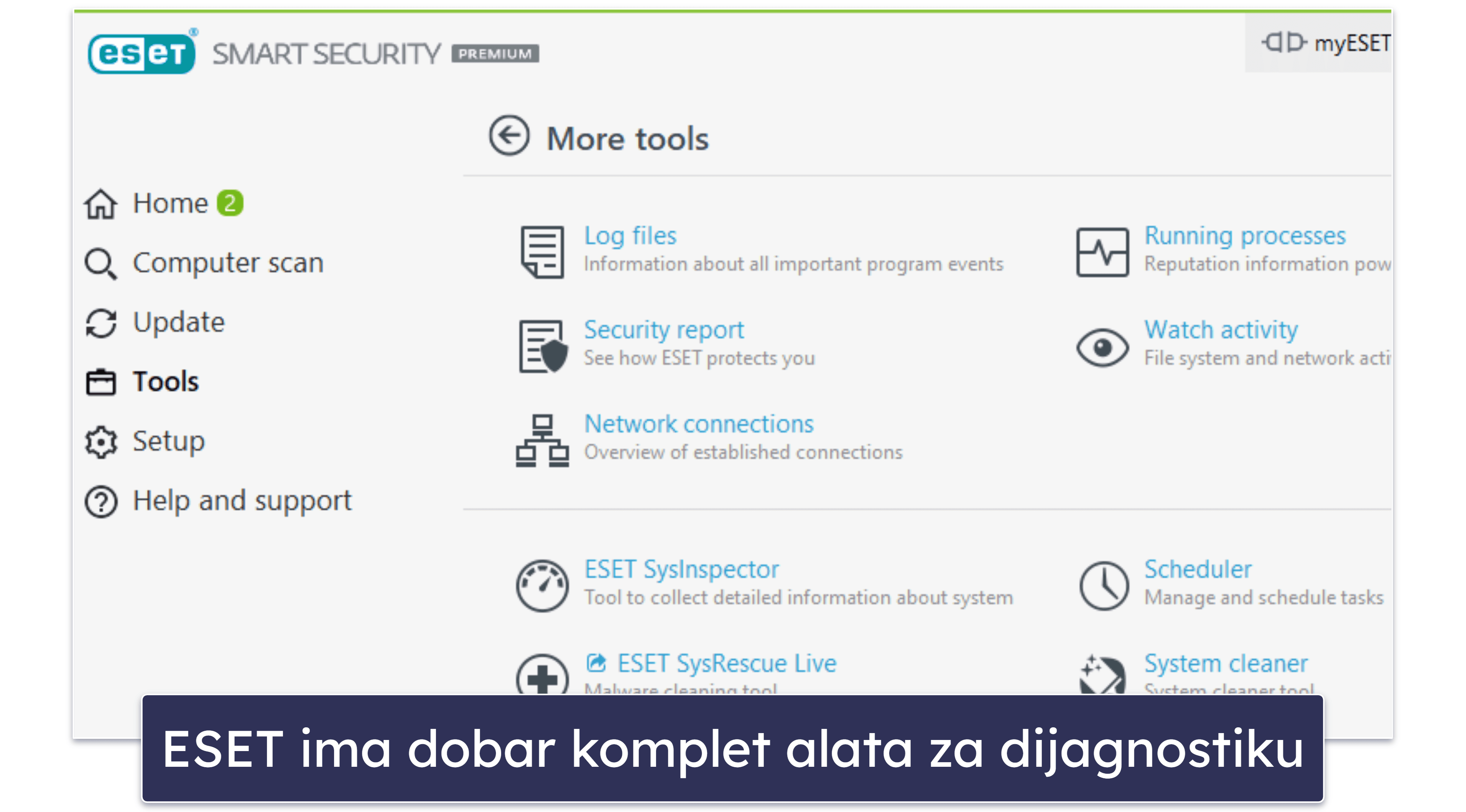 10. ESET HOME Security – dobro skeniranje zlonamjernog softvera i napredna dijagnostika