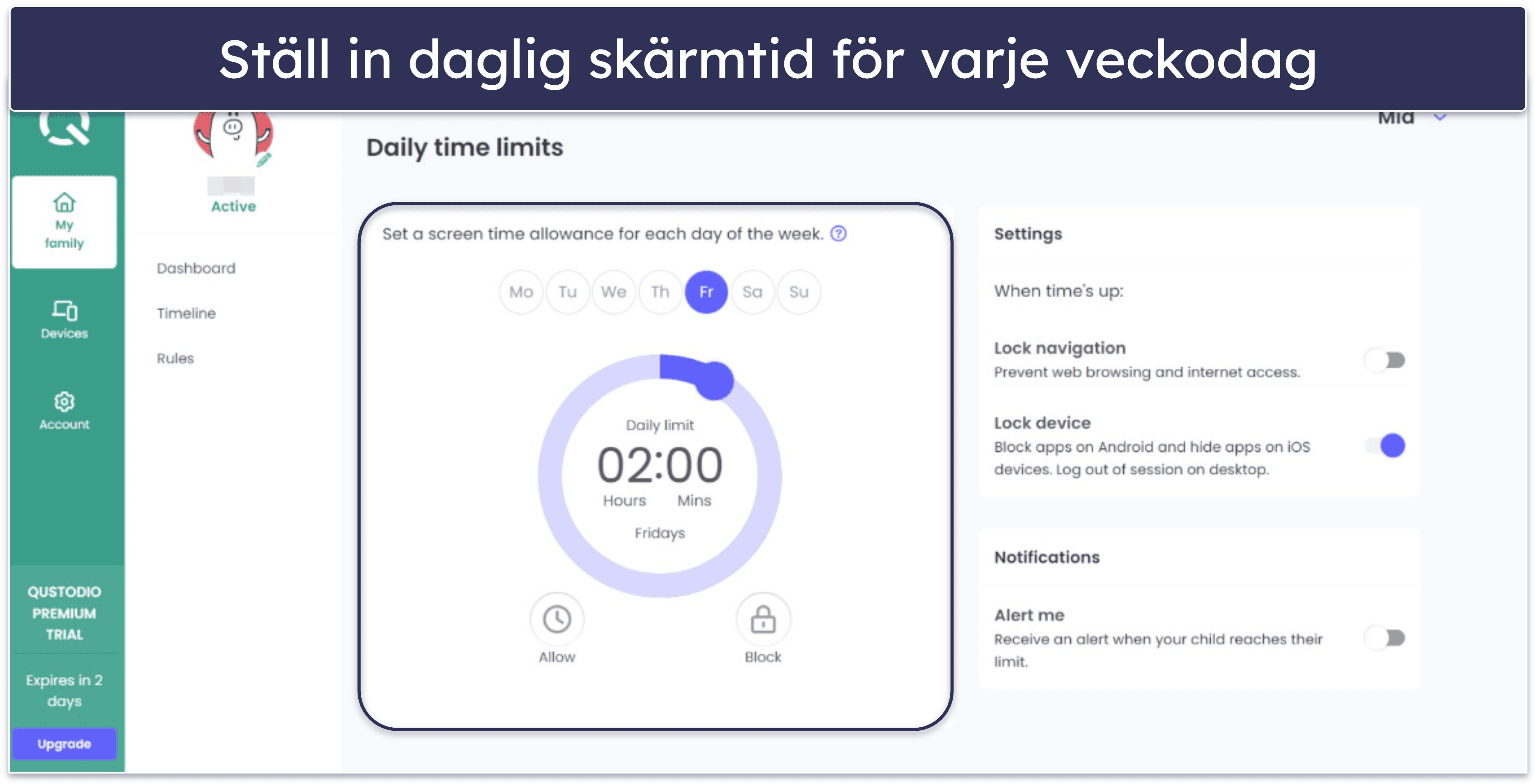 🥇1. Qustodio: Bäst app för att begränsa skärmtid överlag