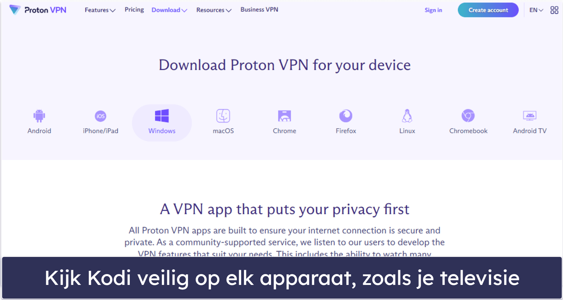 🥈2. Proton VPN — Beste 100% gratis Kodi VPN + onbeperkte data