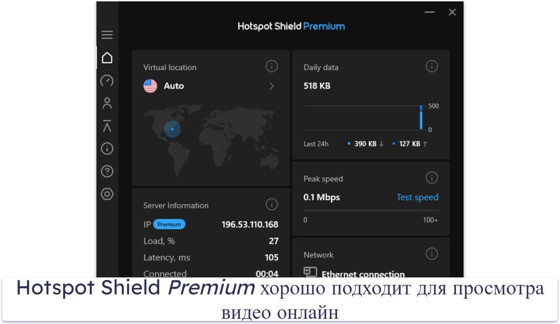 4. Hotspot Shield — хороший бесплатный тариф и высокая скорость