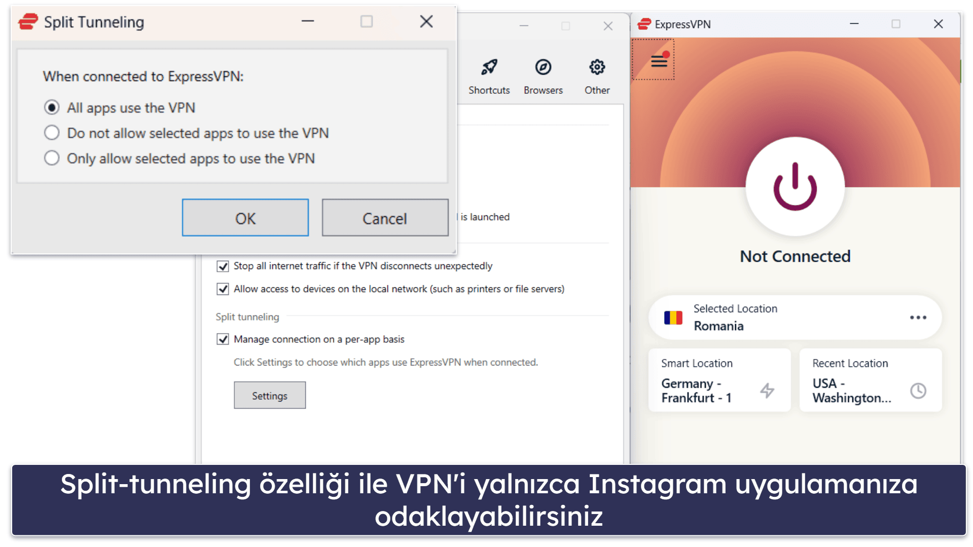 🥇1. ExpressVPN — 2023’te Instagram için En İyi Genel VPN