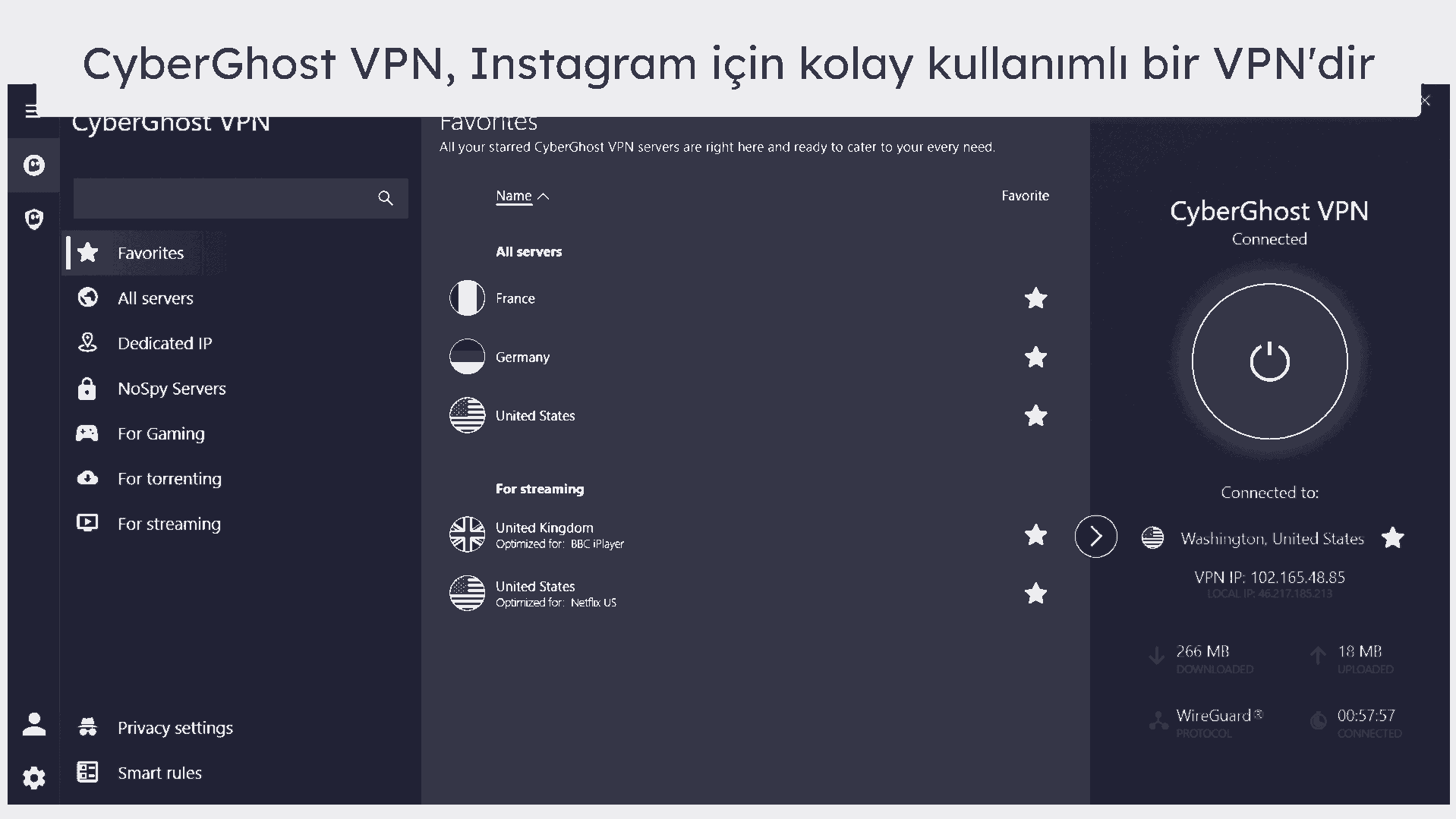 🥉3. CyberGhost VPN — Instagram İçin Başlangıç Düzeyine Uygun VPN