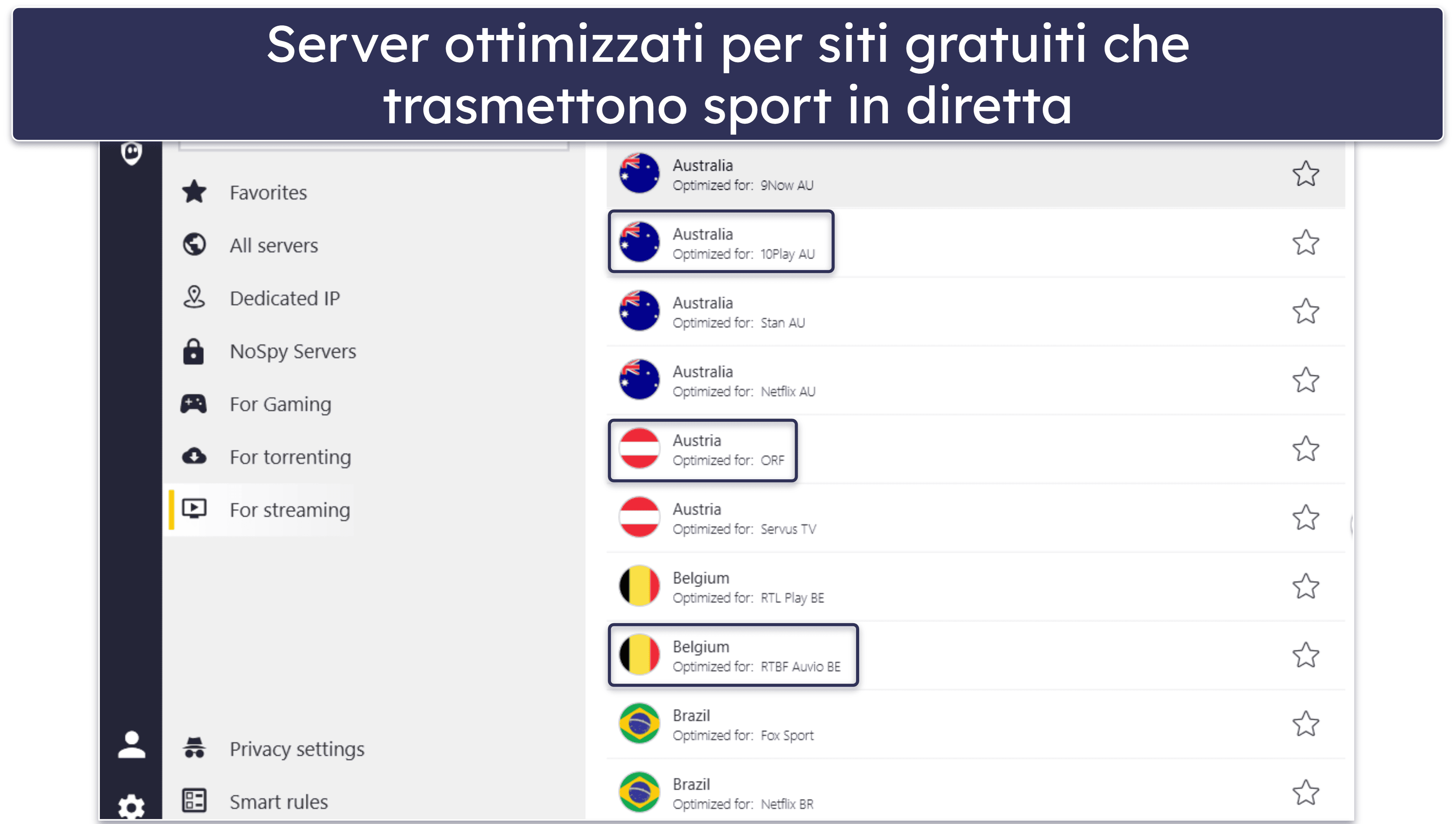 🥉 3. CyberGhost VPN — Server ottimizzati per lo streaming su siti per vedere lo sport gratis