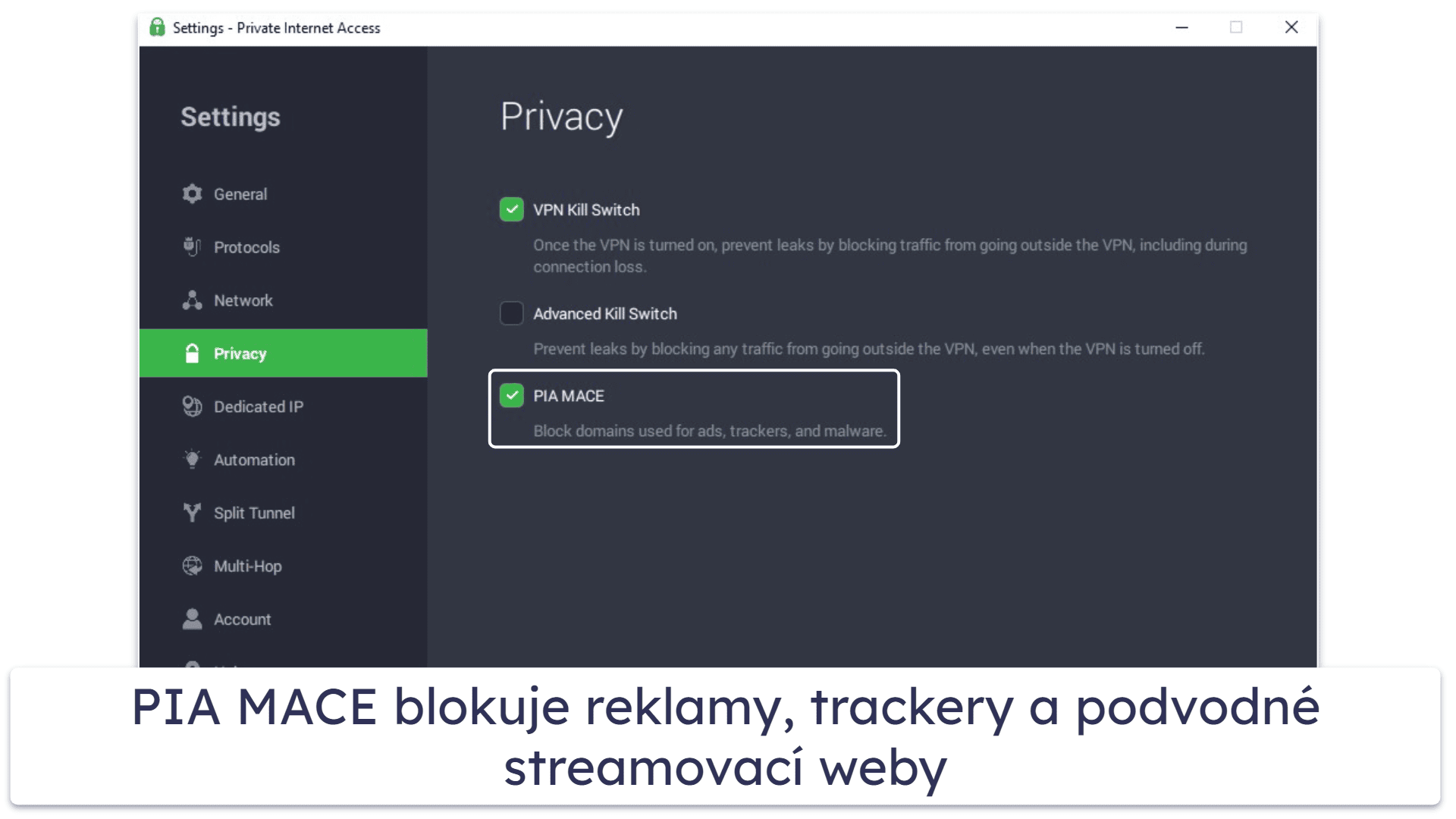 🥈 2. Private Internet Access — Skvělá VPN pro sledování sportovních přenosů zdarma na Androidu &amp; iOS