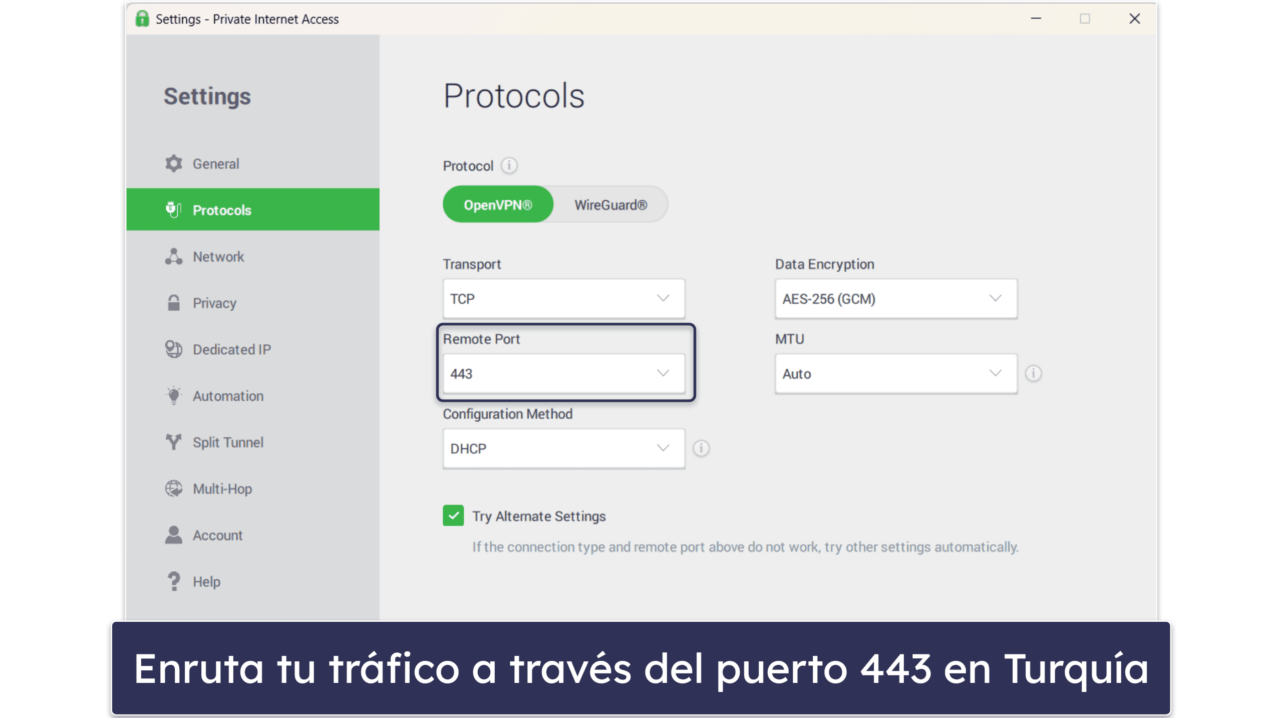 🥈2.Private Internet Access: VPN personalizable para Turquía