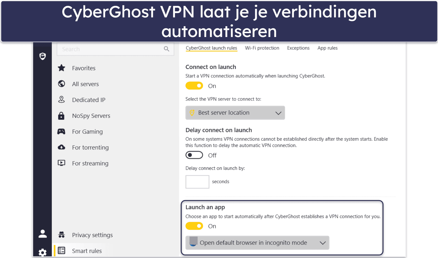 🥉3. CyberGhost VPN — Goede automatisering en ultra veilige NoSpy-servers