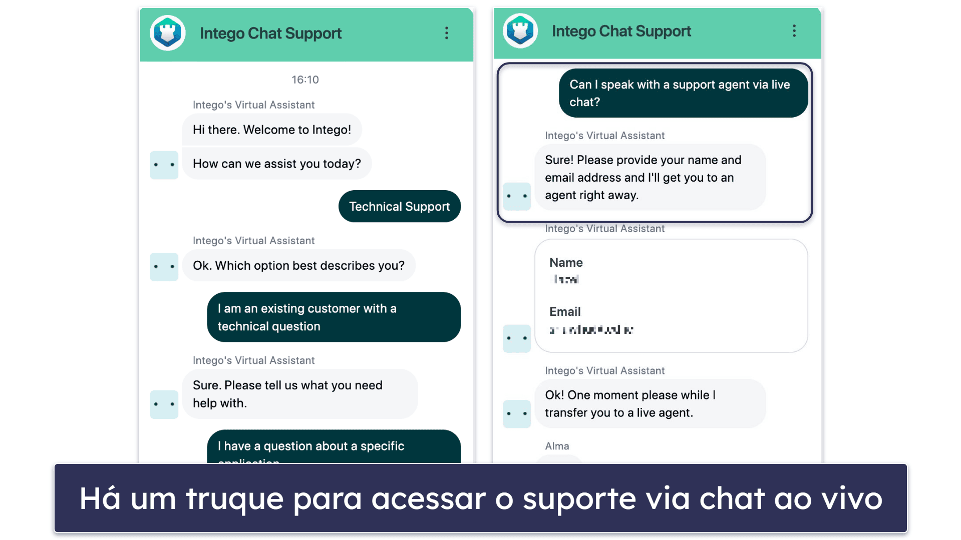 Suporte ao  cliente da Intego