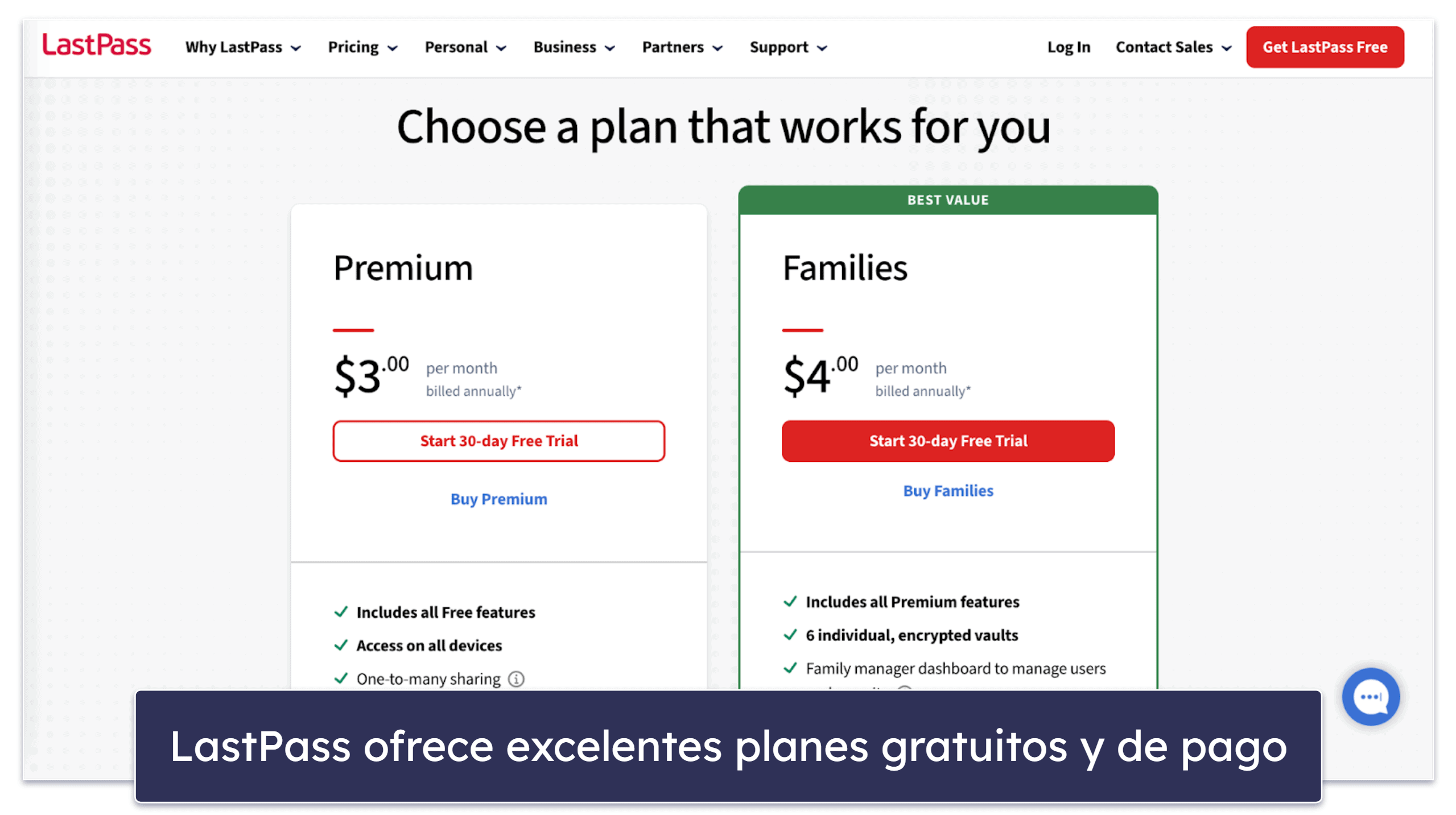 Planes y precios: LastPass y 1Password ofrecen planes con buena relación calidad-precio