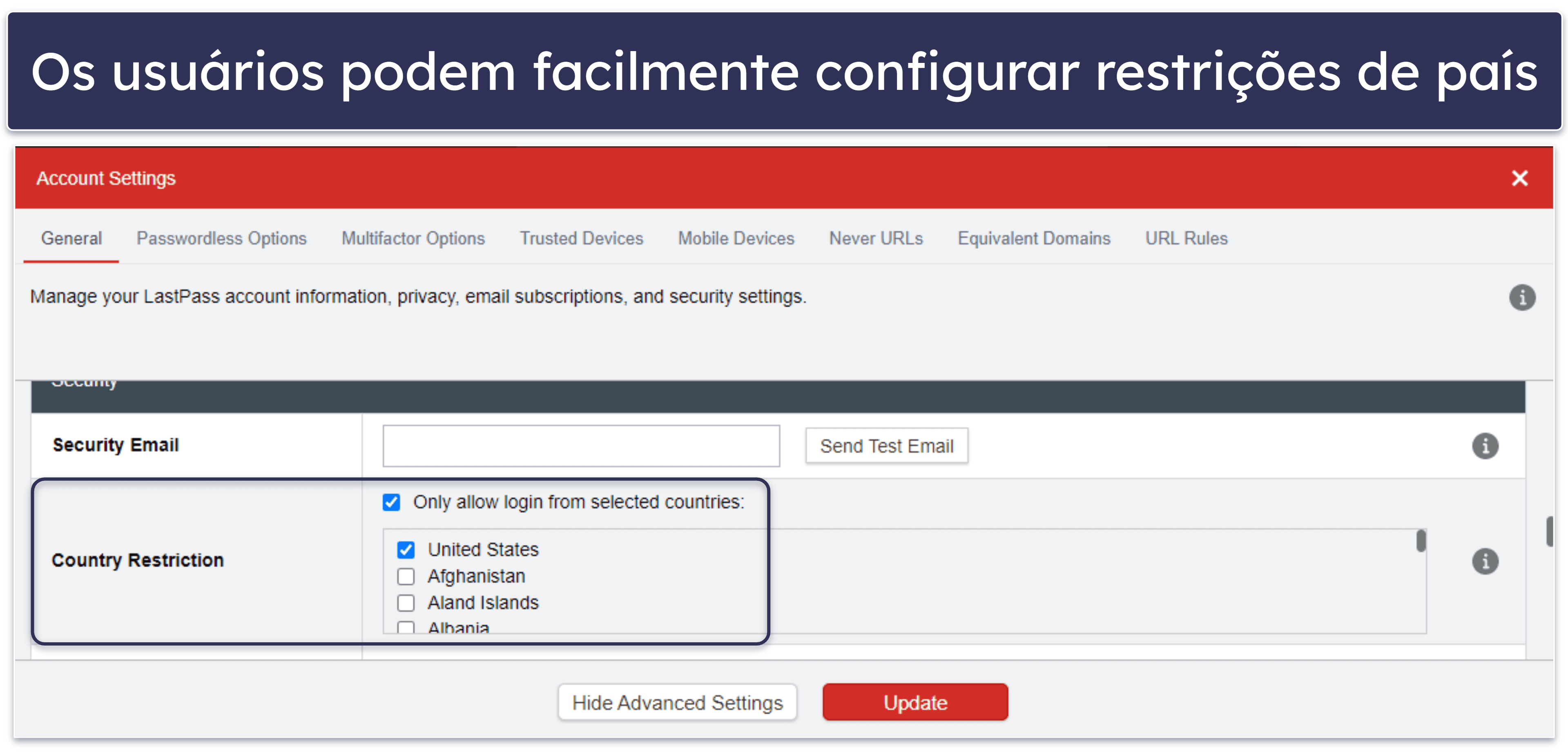 Funcionalidades de segurança do LastPass