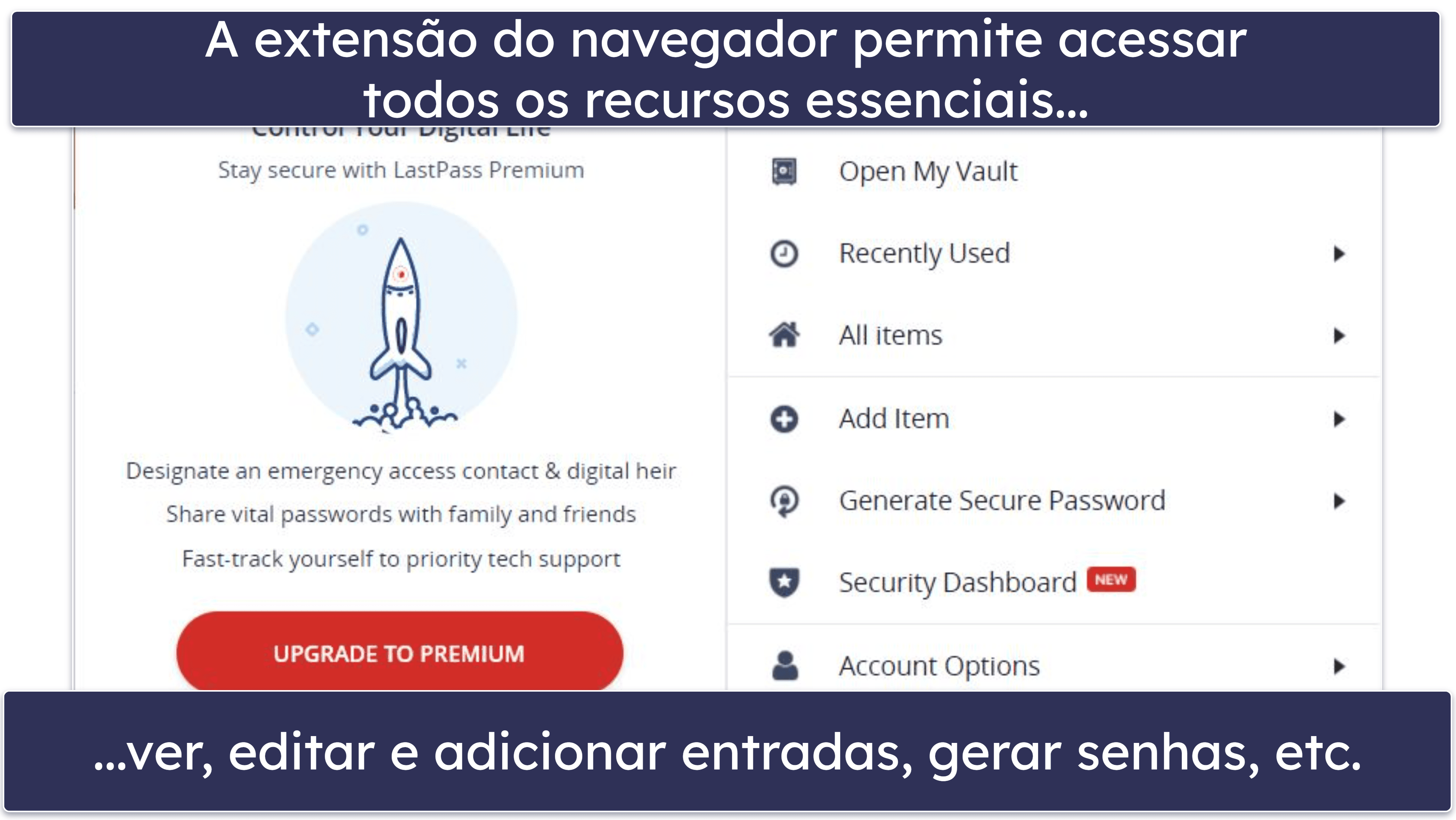 Funcionalidades de segurança do LastPass