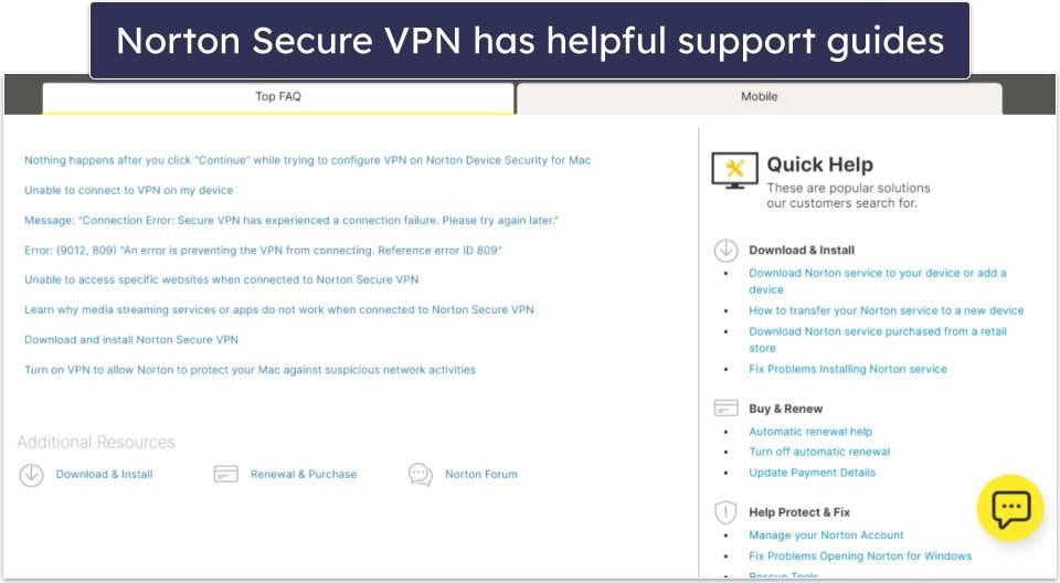 Norton Secure VPN Customer Support — Great Online Resources + Live Chat Support