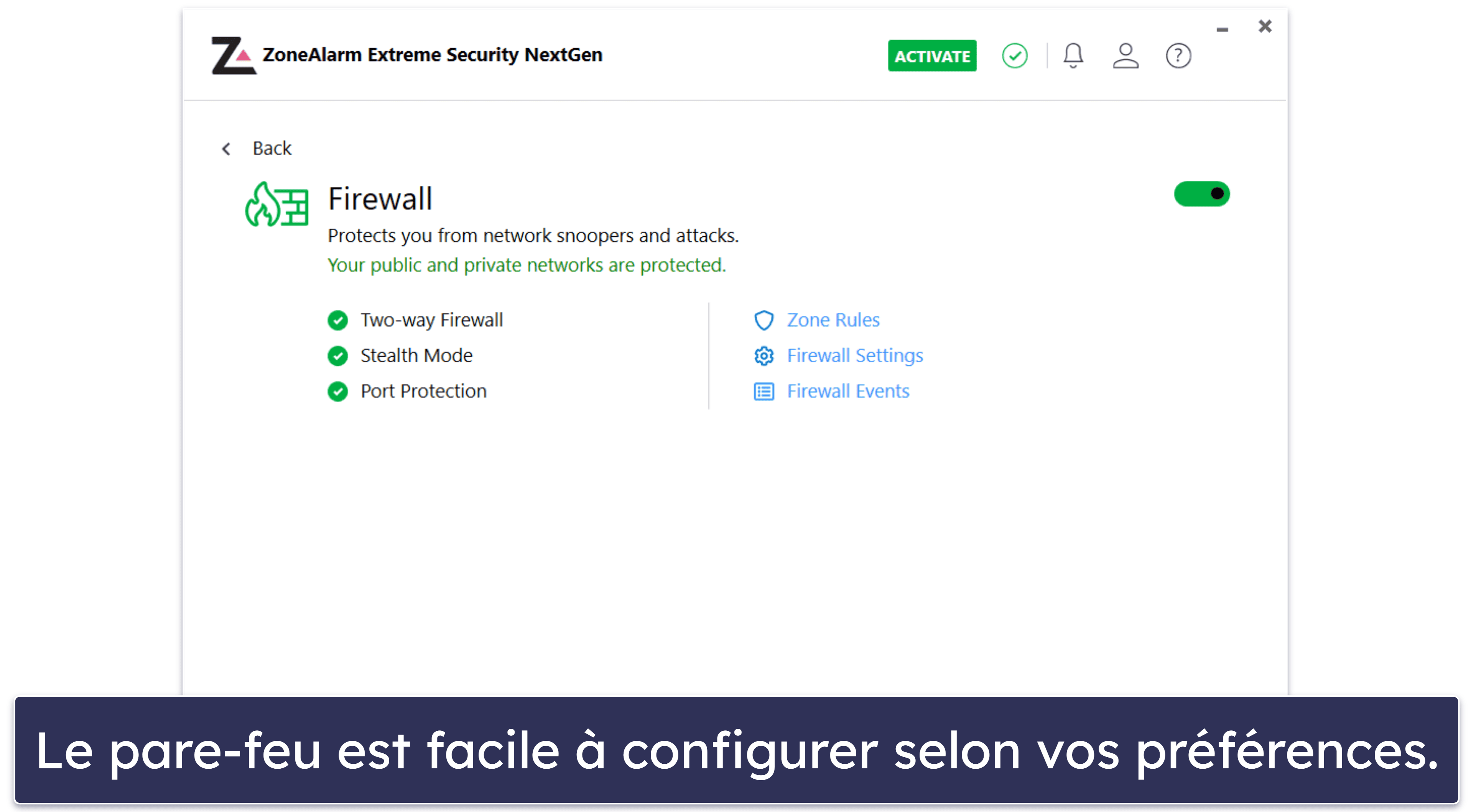 Fonctionnalités de sécurité de ZoneAlarm