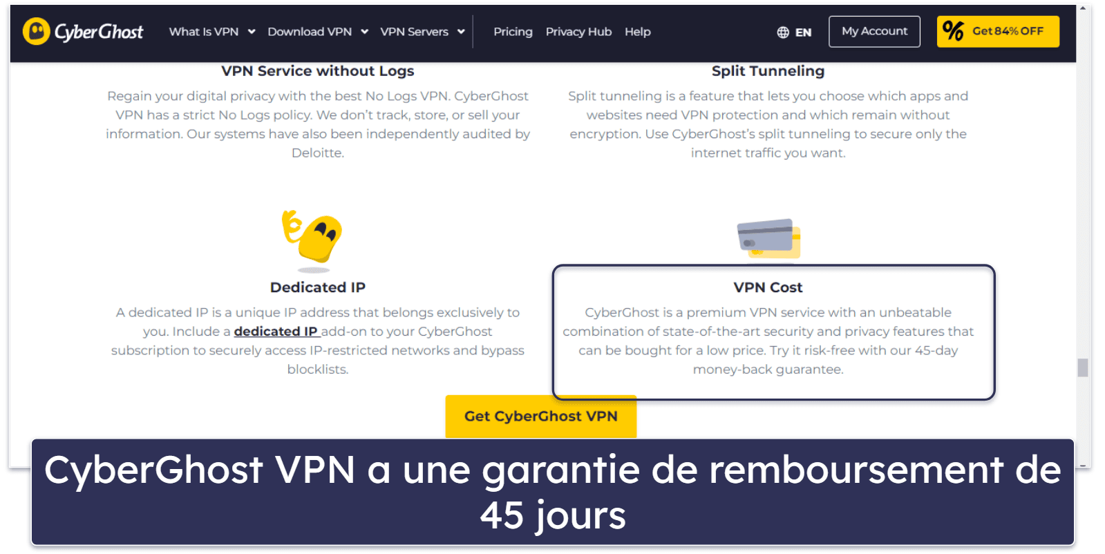 🥈2. CyberGhost VPN — serveurs optimisés pour le streaming sur Hotstar