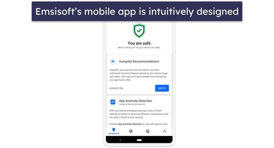 Emsisoft Ease of Use &amp; Setup — Beginner-Friendly Interface + Well-Designed Mobile App